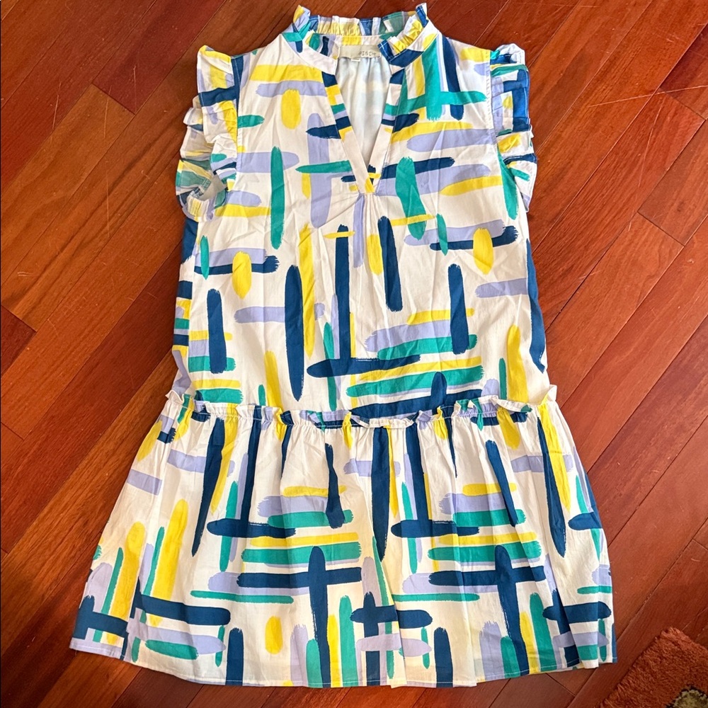 Pinch women’s Dress with Blue, Yellow, and Green Pattern Size S